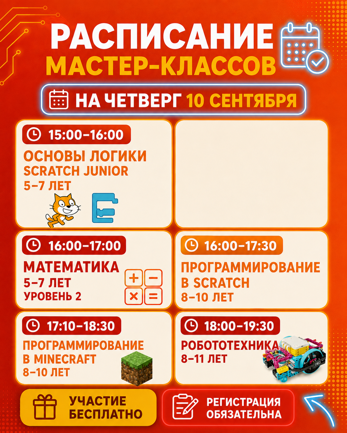Расписание мастер-классов, четверг, Лимасол — Меса Гетония