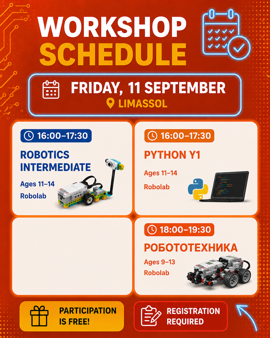 Workshop schedule, Friday, Limassol