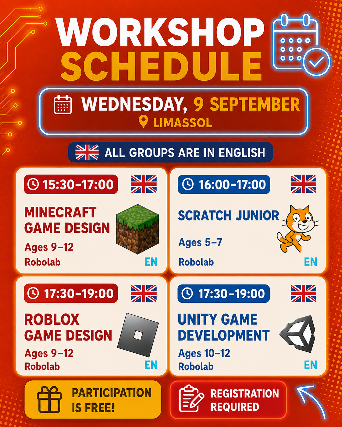 Workshop schedule, Wednesday, Limassol