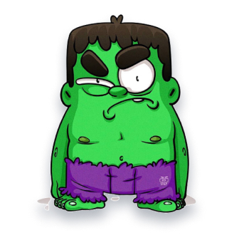 Рисунок персонажа — Hulk в стиле cartoon