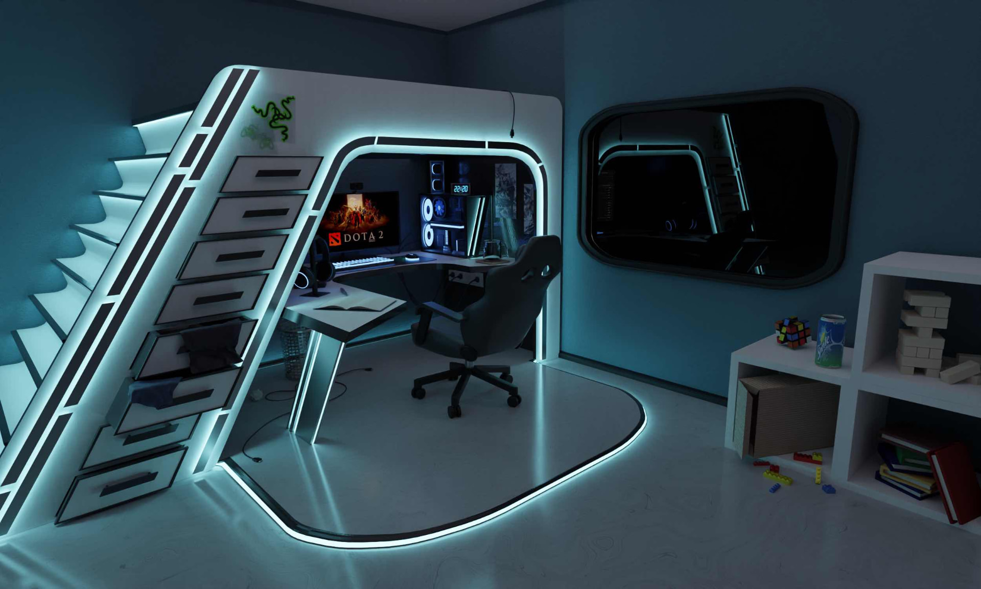 3D-интерьер футуристической комнаты